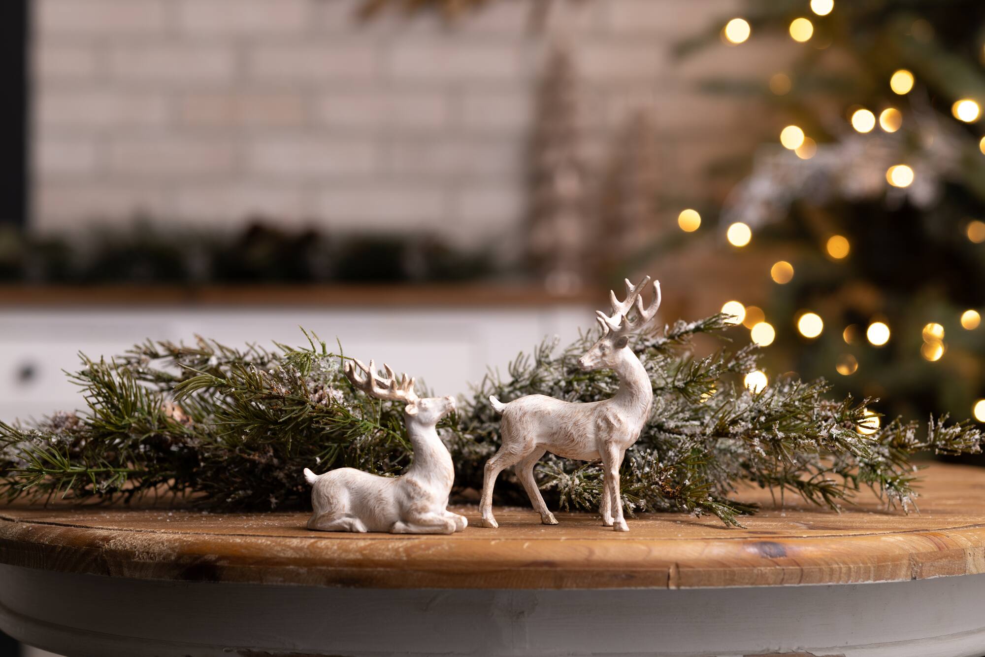 Brushed Gold Holiday Deer Figurine, 3 Packs of 2
